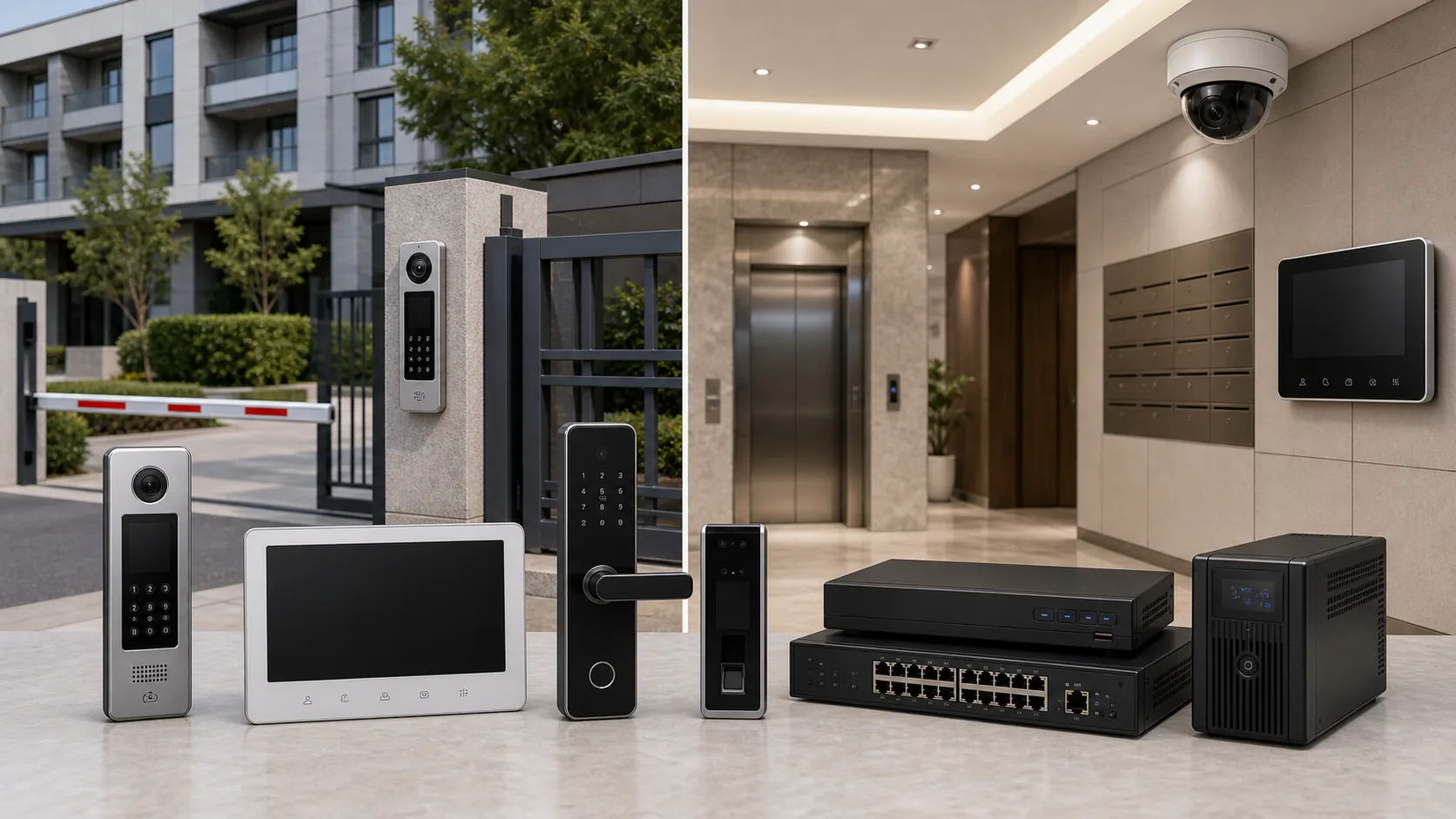 Apartment Entry, Smart Lock and CCTV Solution equipment package scene