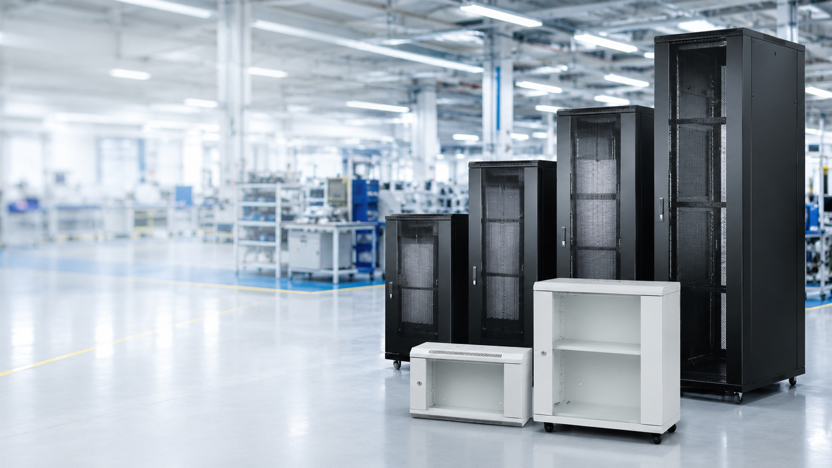 Rack cabinets, PDU and equipment-room infrastructure for security and network systems